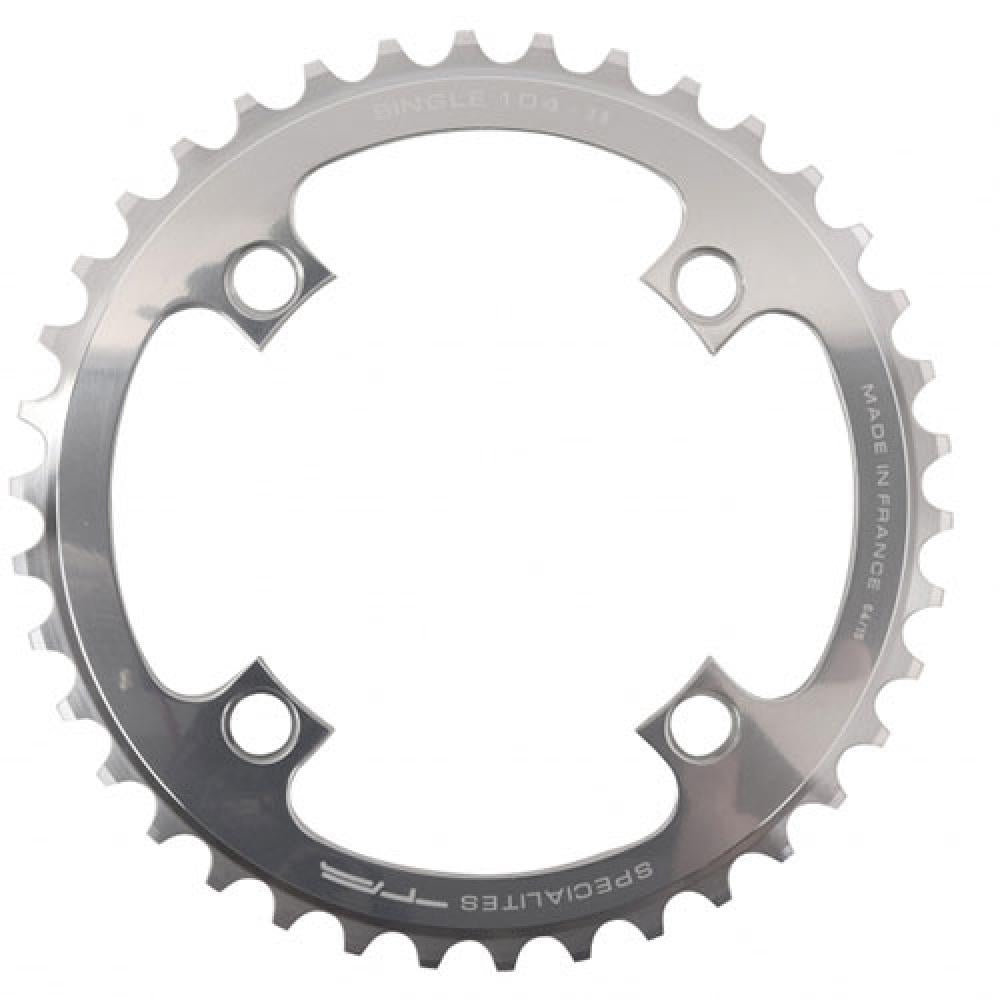 Silbernes TA Specialites Fahrrad Kettenblatt Single, 42 Zähne, 104mm Lochkreis.