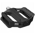 Schwarze Shimano PD-EF202 Fahrradpedale mit breiter Plattform für hohen Komfort.