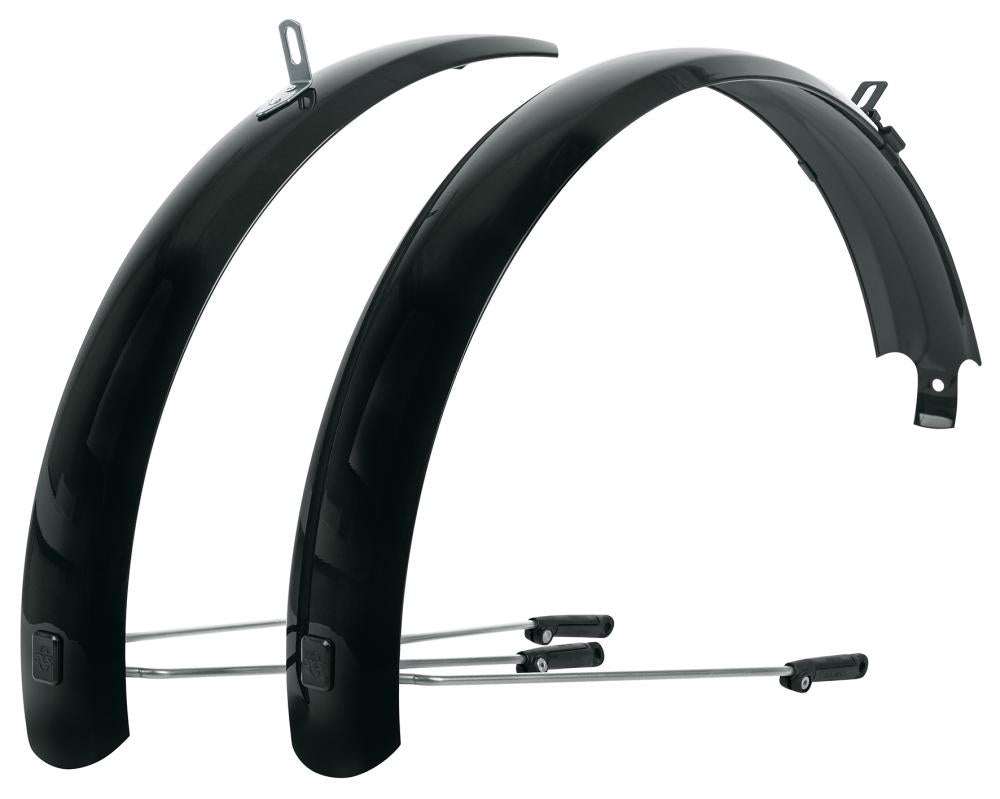 SKS BLUEMELS Basic 20 Schutzblech-Set in Schwarz für Fahrräder, mit Befestigungsstreben.