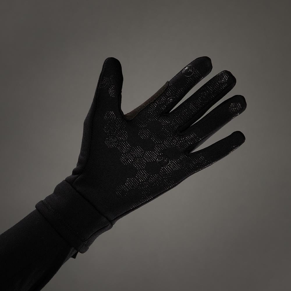 CHIBA Polarfleece - Radhandschuhe schwarz XL mit Touchfunktion und Silikondruck
