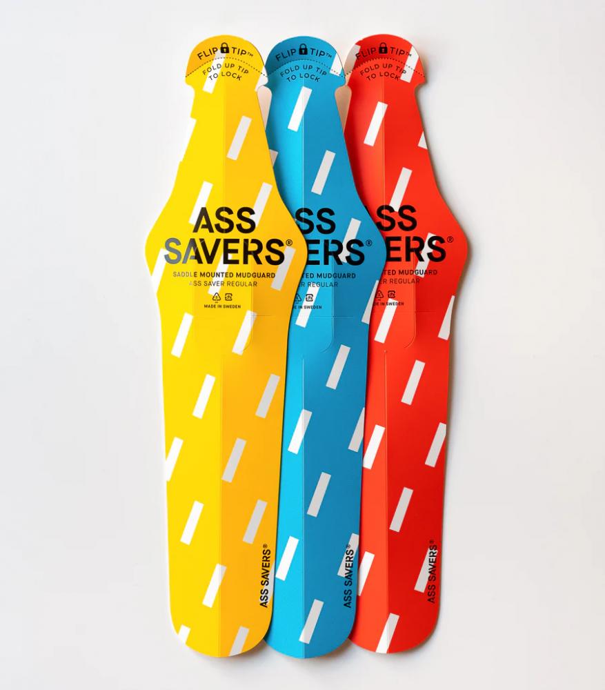 Ass Savers ASR-1 Regular Spritzschutz, Bold Rain Yellow, 19g, 380x102mm, für Reifen 23-35mm, FLIP-TIP Befestigung, hält dich trocken