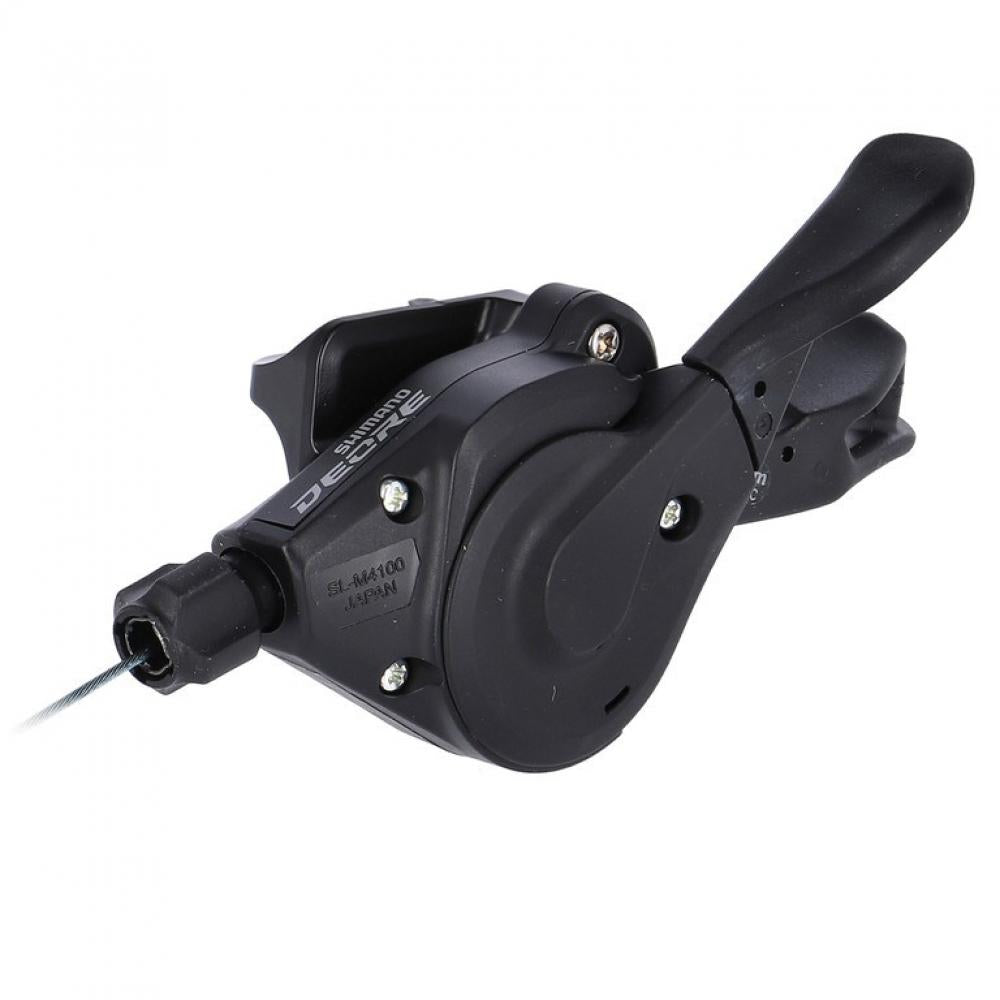 Schwarzer Shimano Deore SL-M4100 10-fach Schalthebel für präzise Mountainbike MTB Schaltung.