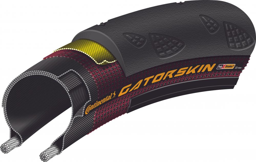Continental Gatorskin 26x0.90" (23-571) Drahtreifen, schwarz, DuraSkin & PolyX Breaker, 60 TPI, 7.5-8.5 bar