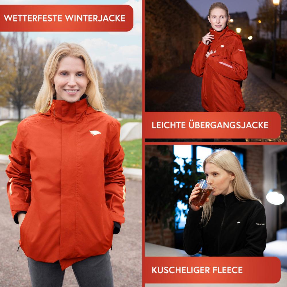Valkental Damenjacke 3in1 Smart Jacket wasserdichte Jacke mit Fleece Zipp-In XS rot