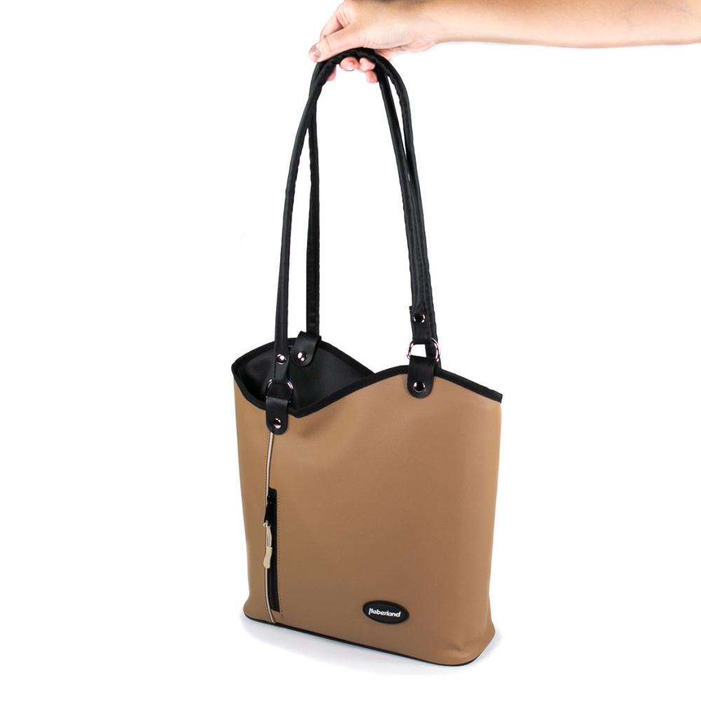 Haberland Lenkertasche Melanie hellbraun/schwarz beige - flexible Rucksack-Lenkertasche mit KLICKfix
