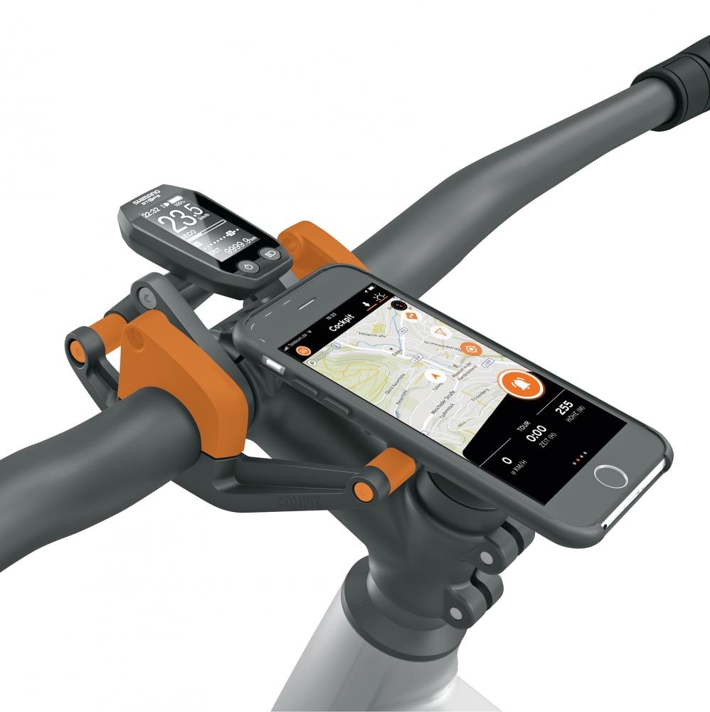 SKS Germany COMPIT Smartphone-Halterung für Fahrräder und E-Bikes, winkelverstellbar, kompatibel mit Bosch Intuvia/Nyon, für Lenkerdurchmesser 22,235 mm