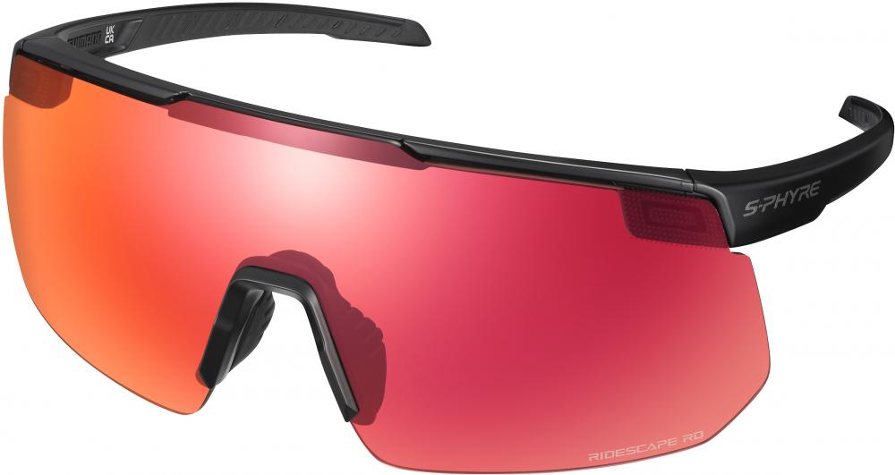 SHIMANO S-PHYRE 2 Sportbrille matt-schwarz mit RIDESCAPE Road Gläsern für Radfahrer.
