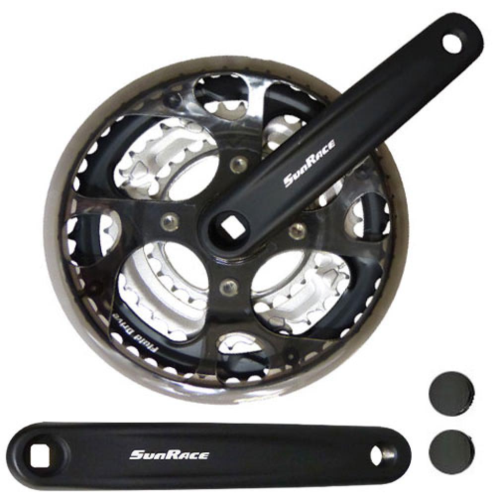 SunRace FCM300 Kurbelsatz schwarz, 48-38-28Z, 170mm, 3x7/8-fach, robuste Trekking-Kurbel.