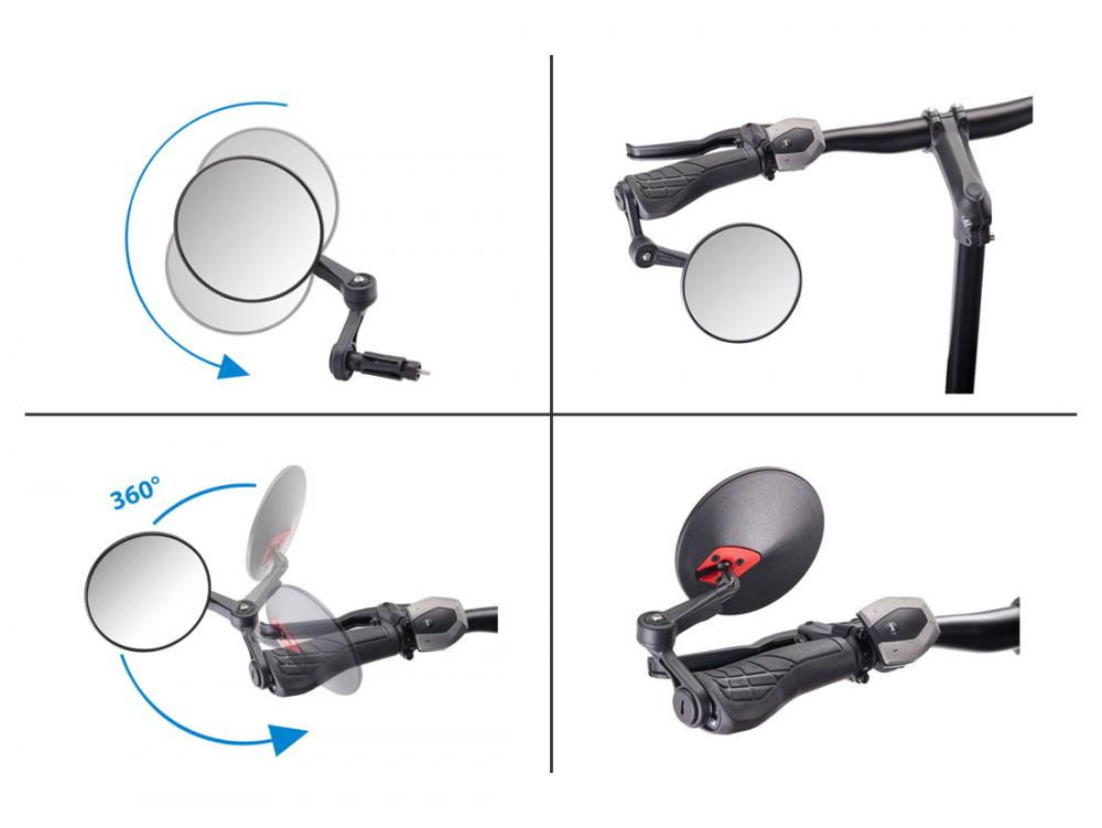 Krampe Spiegel KF1 Typ B Ø=103mm Innenklemmung links/rechts E-25 klappbar schwarz - Fahrradspiegel