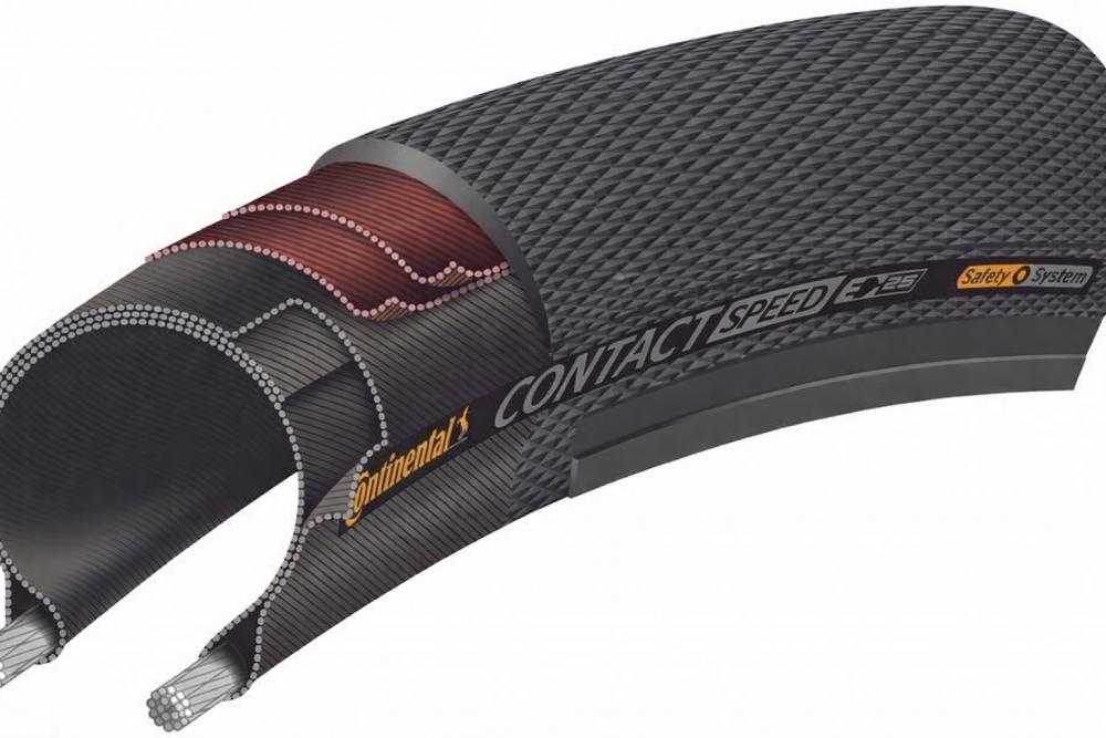 Continental Contact Speed E-25 Fahrradreifen Schnittbild, 26x1.30 Zoll, schwarz. Zeigt Aufbau und Profil.