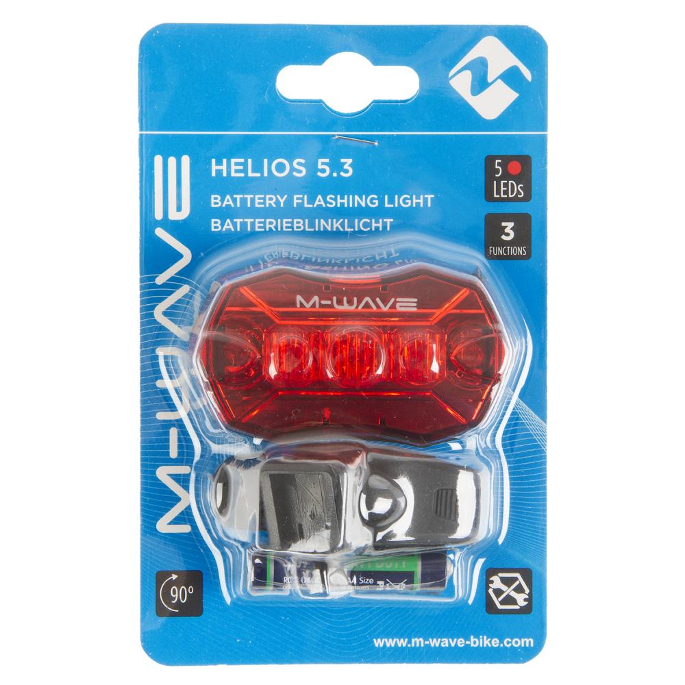 M-WAVE Helios 5.3 Batterie-Blinklicht mit 5 roten LEDs und 3 Leuchtmodi