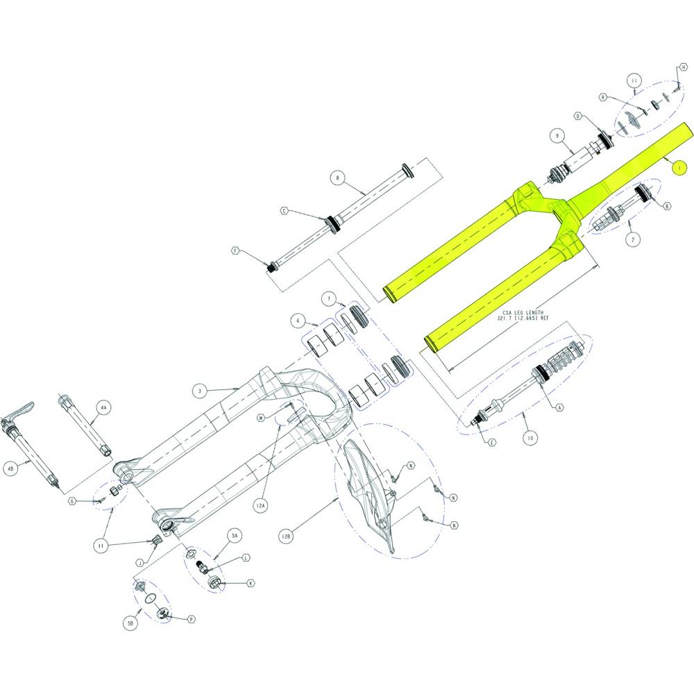 Manitou Standrohreinheit für R7 Pro 1 1/8" Long Offset Silber - moderne Ausführung