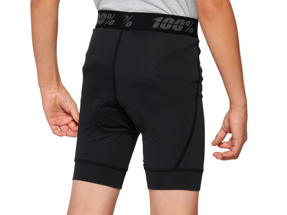 100% Ridecamp Youth Short w/ Liner 28" black - bequeme MTB-Kinder-Shorts mit Innenhose