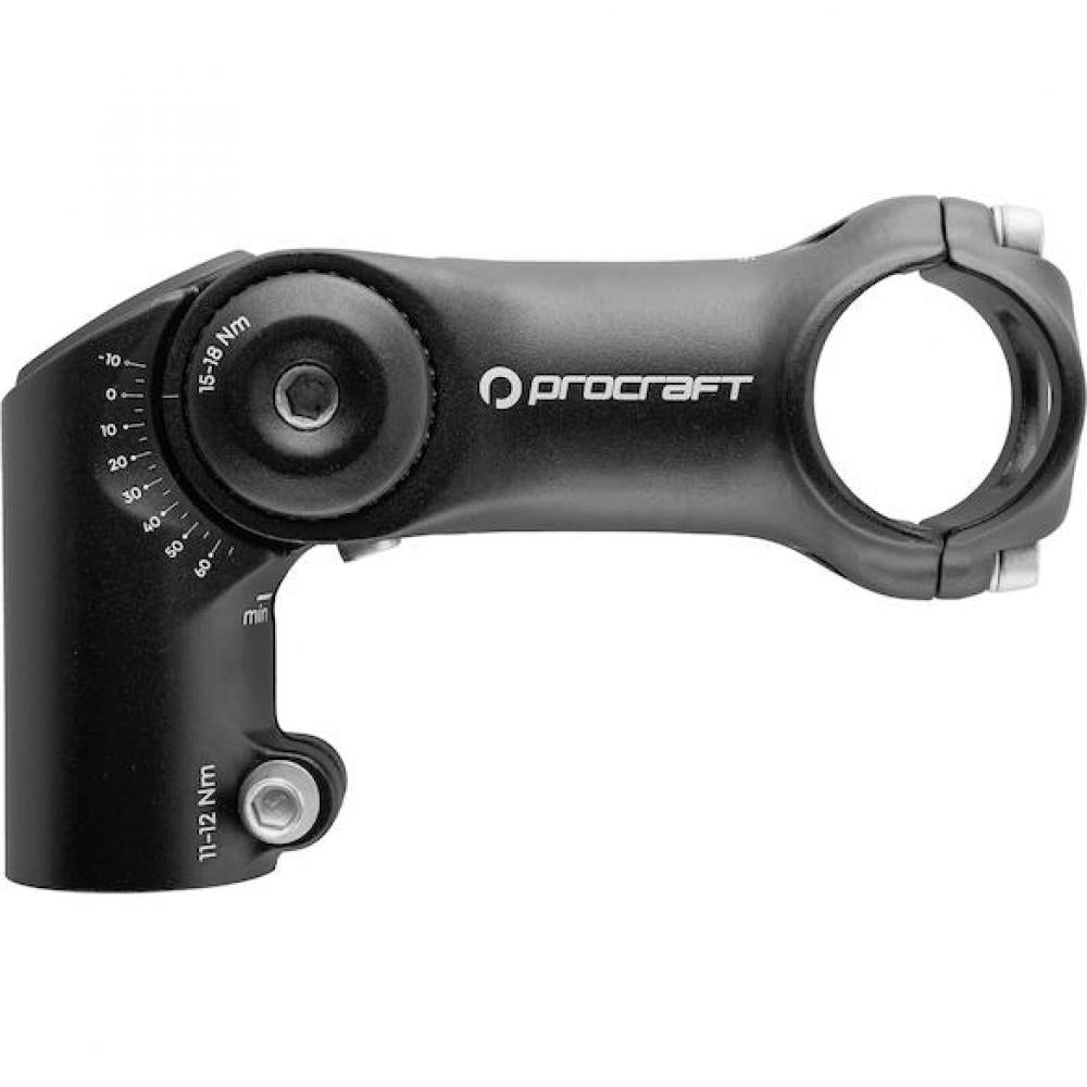 Procraft Vorbau Adjustable Pro -10° bis 60° / 31,8 mm Schwarz - einstellbarer Fahrradvorbau mit ergonomischer Abstimmung