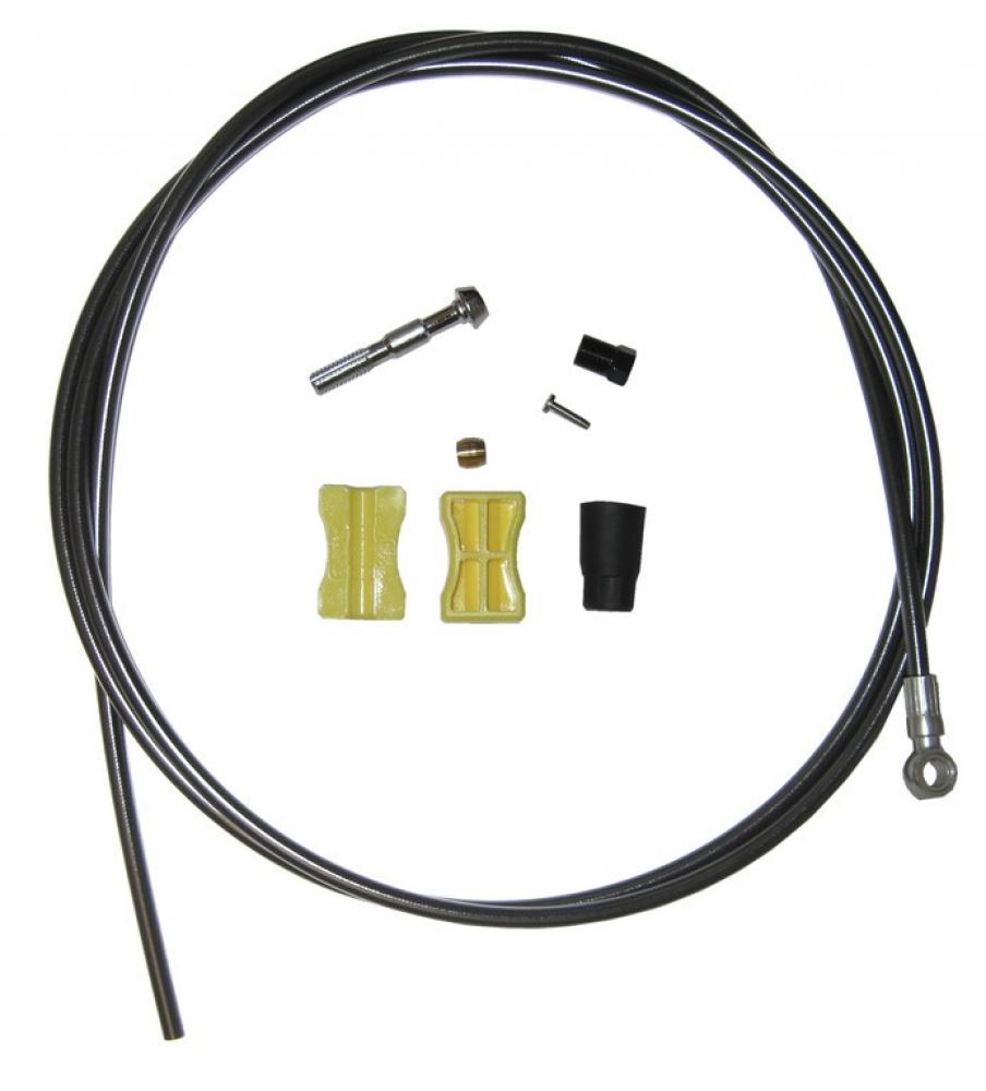 Schwarze Shimano Bremsleitung SM-BH90-SB 1700mm für hydraulische Scheibenbremsen, inkl. Montagekit und Zubehör.