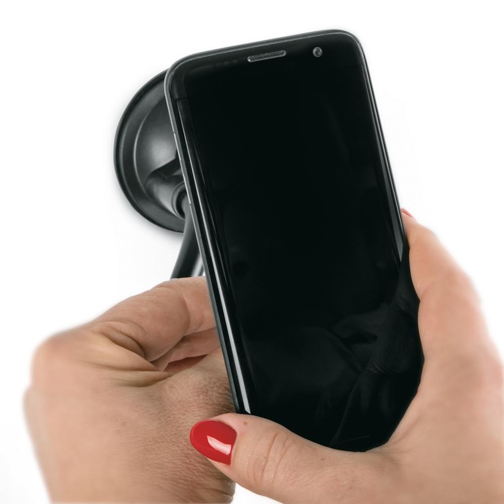 SKS COMPIT FLEXX Smartphone-Halterung flexible Handyhalterung mit Flexarm und Saugnapf für alle glatten Oberflächen, ideal für Auto, Küche und Arbeitsplatz