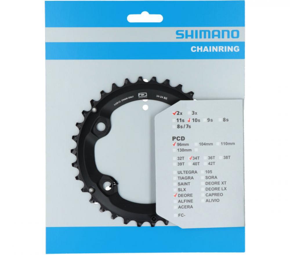 SHIMANO Kettenblatt DEORE FC-M6000-2 34 Zähne - präziser Antrieb für 2-fach Kurbeln