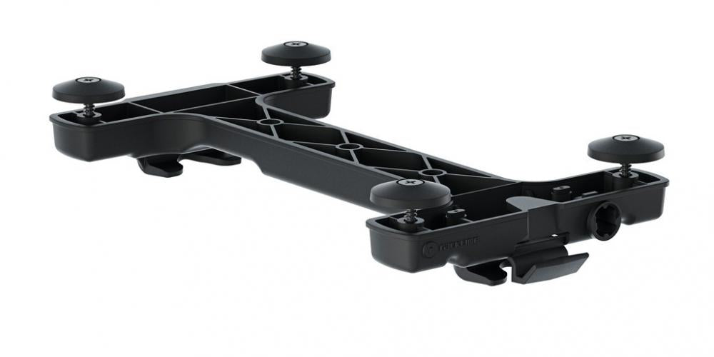 Schwarzer Racktime System Adapter Snapit 2.0 235x127x32mm für Fahrrad-Gepäckträger, ohne Schloss.
