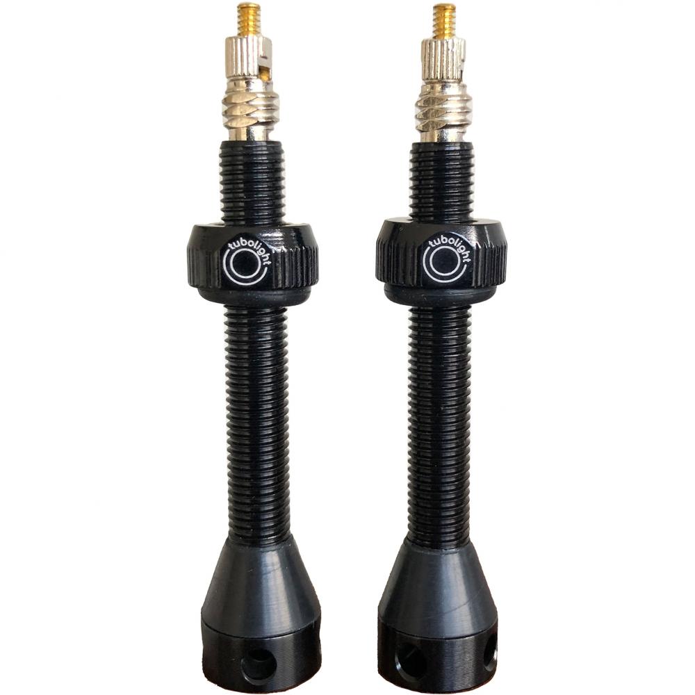 Tubolight Tubeless-Ventile Aluminium schwarz 50 mm Schwarz - zuverlässiger Luftdurchlass für Tubeless-Setups