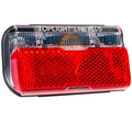 Schwarzes Busch&Müller Toplight Line Plus LED Dynamo-Rücklicht mit rotem Reflektor, StVZO zugelassen.