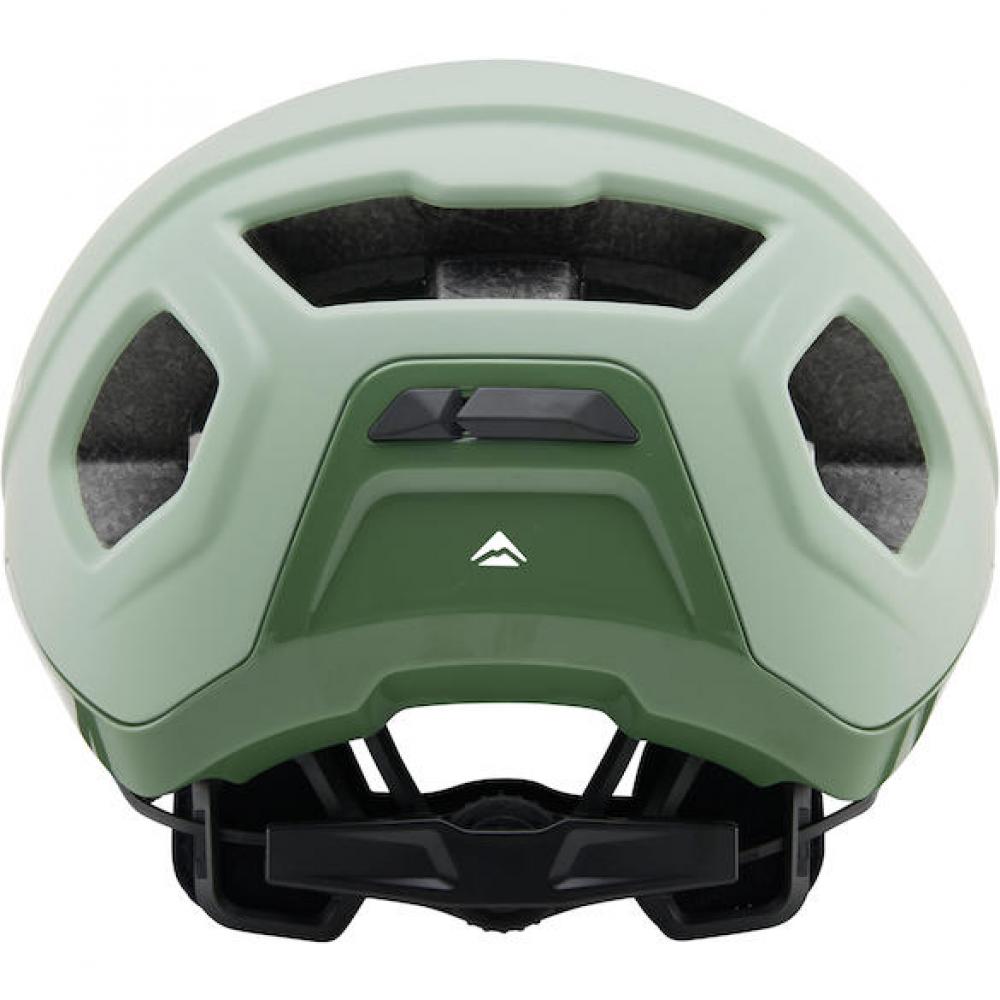 Merida Shift Rennradhelm mattgrün, aerodynamischer Fahrradhelm mit Top-Belüftung, Rückansicht.