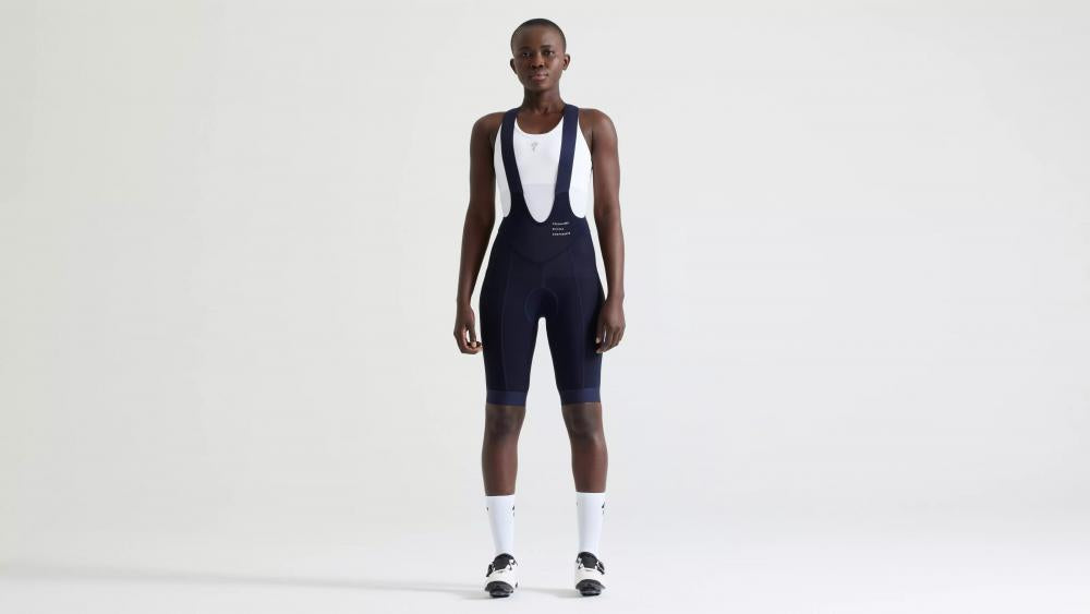 SBC FOUNDATION Damen Trägerhose Kurz - Navy Blau Größe S - Bibshort