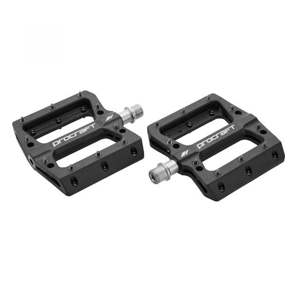Procraft Pedale Flat Grip Essential Kunststoff 113 x 105 mm Schwarz - maximaler Grip & Kontrolle