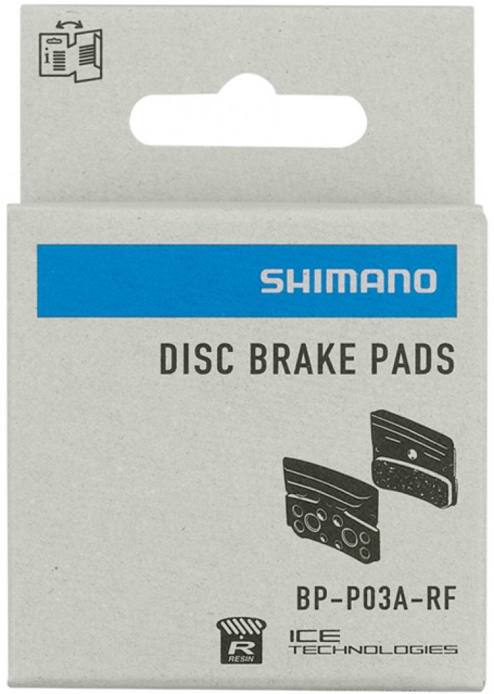 SHIMANO Scheibenbremsbelag P03A-RF, Resin mit Kühlrippen - starke Bremsleistung und optimale Kühlung