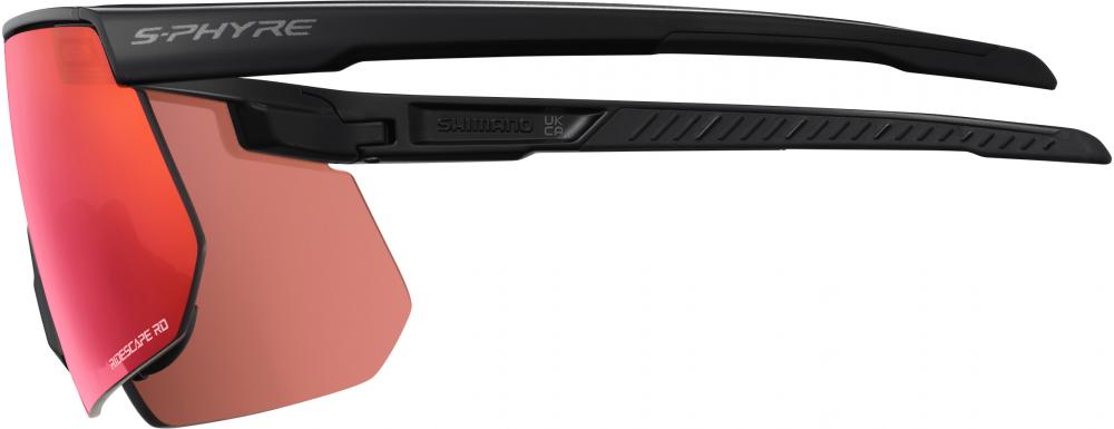 SHIMANO S-PHYRE 2 Sportbrille, matt schwarz, mit roten RIDESCAPE Road Spiegelgläsern