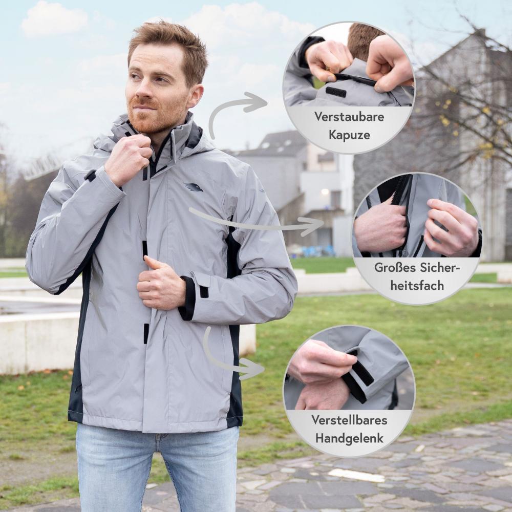 Valkental Jacke 3in1 Smart Jacket wasserdichte Jacke mit Fleece Zipp-In Herren 3XL grau