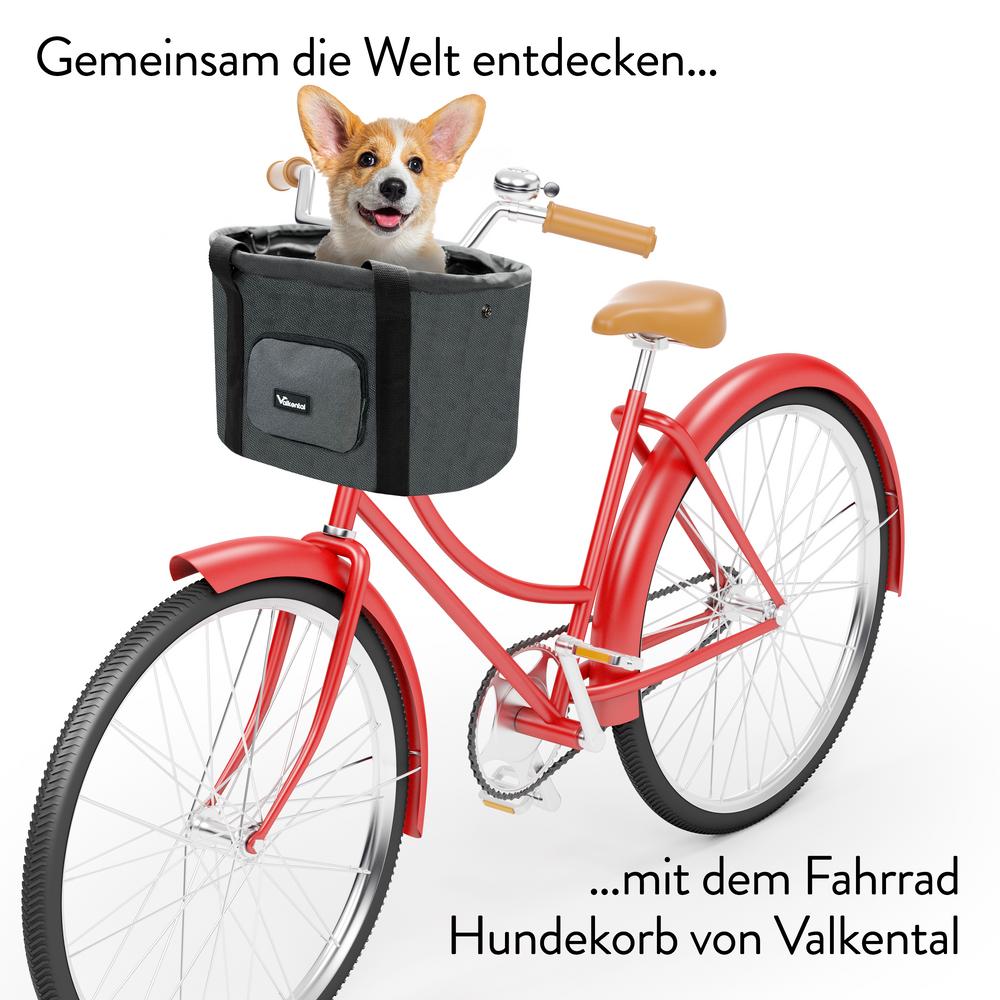 Valkental Fahrradkorb für Hunde medium grau