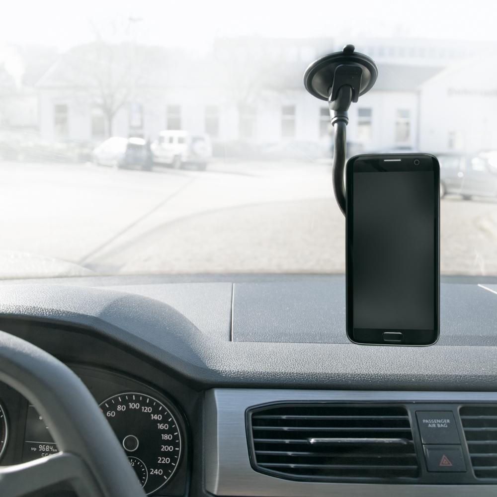 SKS COMPIT FLEXX Smartphone-Halterung flexible Handyhalterung mit Flexarm und Saugnapf für alle glatten Oberflächen, ideal für Auto, Küche und Arbeitsplatz