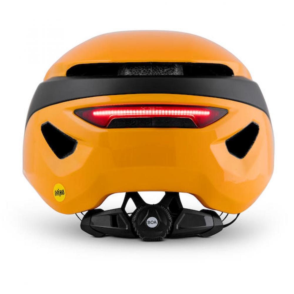 Merida Helm Mitro UE-1 M / 52-58 cm orange/schwarz - urbaner Sicherheitshelm mit MIPS & Licht