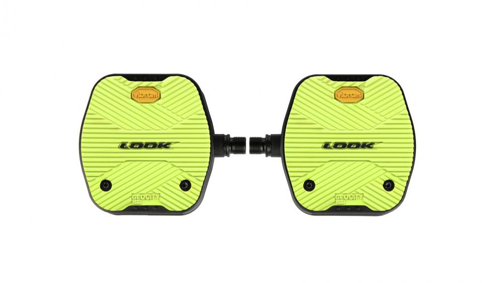 LOOK Geo City Grip Pedale - flache Plattform-Pedale mit LOOK Activ Grip von Vibram, Composite-Körper, chromoly Achsen, 107×103 mm, Lime