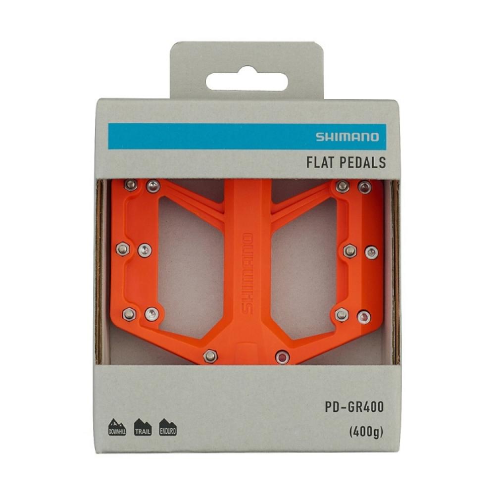 SHIMANO Pedal PD-GR400 Orange Flat Pedal - Flatpedal für Trail-Einsatz, Orange
