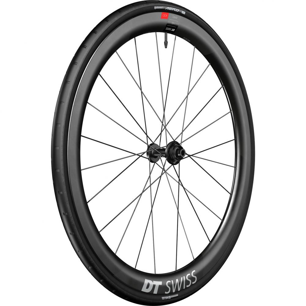 DT Swiss Laufrad ERC 1100 Dicut Disc, schwarzes Aero-Carbon-Fahrradlaufrad.