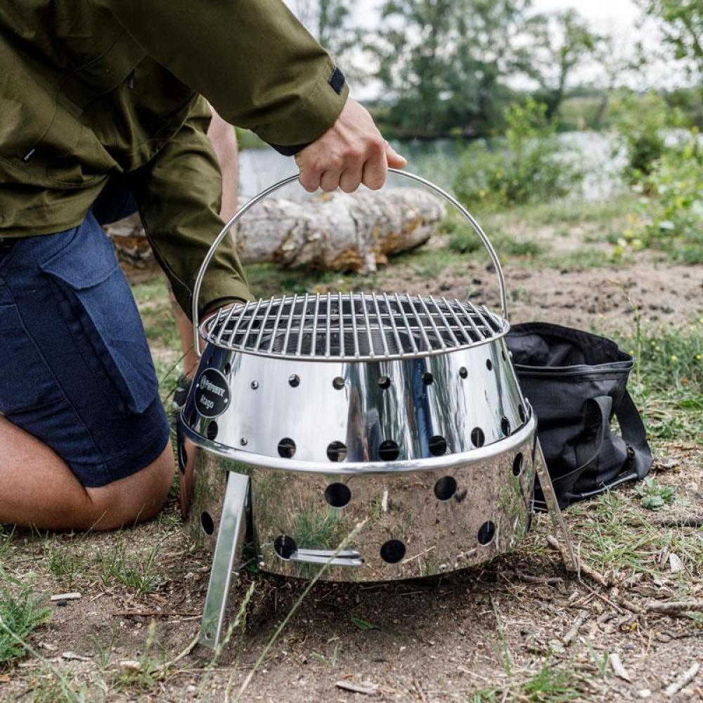 Petromax Atago 4-in-1 Edelstahl Grill, Feuerschale, Ofen & Herd, klappbar, Ø34 cm Grillrost, robust, extrem hitzebeständig, ideal für Camping & Outdoor-Kochen
