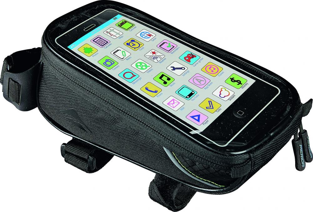 Merida Oberrohrtasche Smartphone Touchscreen M (17x9x7,5/4 cm) Schwarz - sichere Handyaufbewahrung