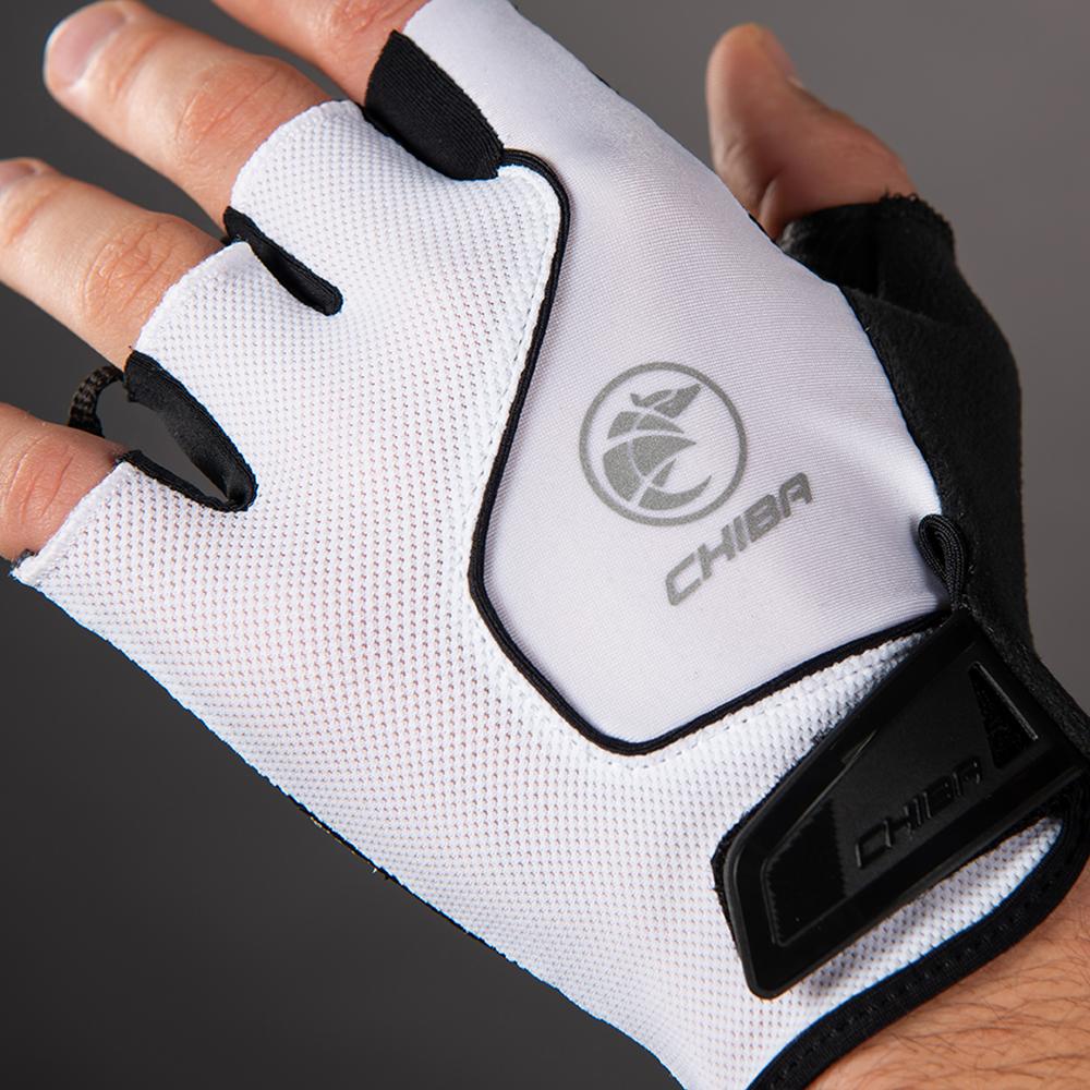 CHIBA Cool Air - Kurzfinger Radhandschuhe weiß, S, atmungsaktiv, Gelpolsterung