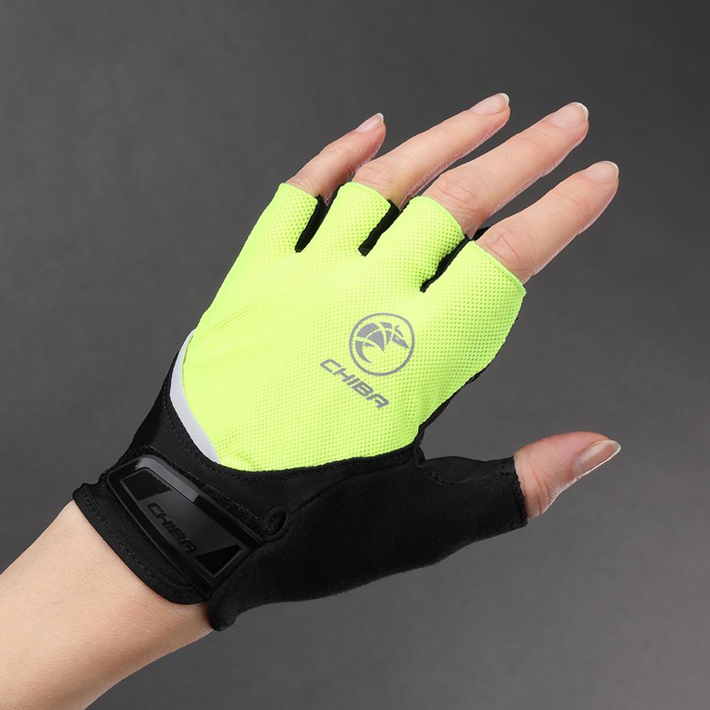 CHIBA Sport - Radhandschuhe neongelb, kurz, atmungsaktiv, gepolstert, Größe L