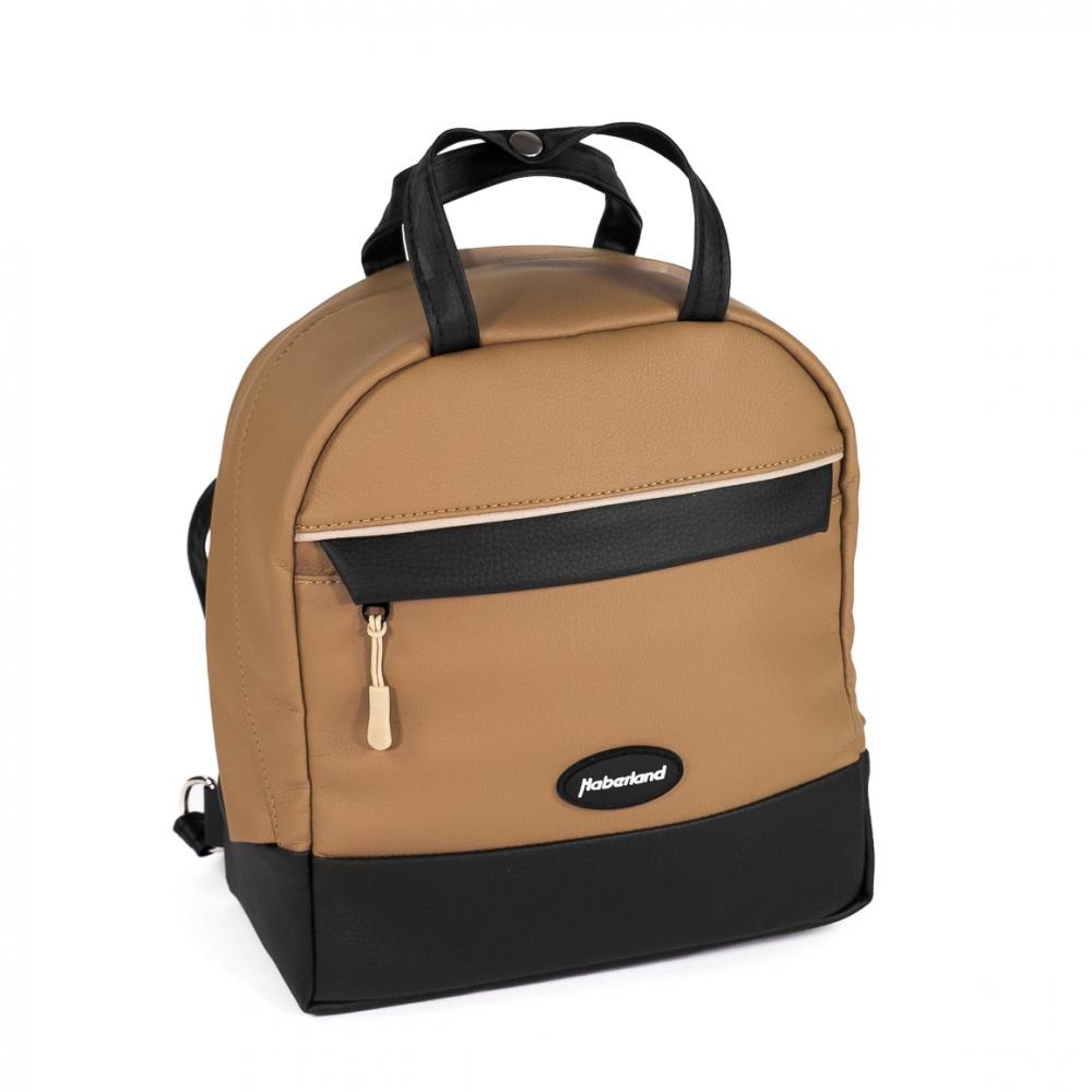 Haberland Rucksack-Lenkertasche Bella hellbr./sw beige - flexible Lenkertasche & Rucksack