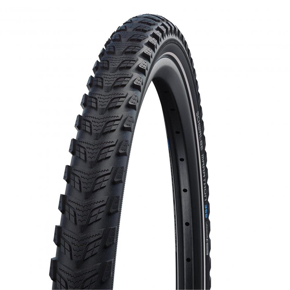 Schwalbe Marathon 365 Drahtreifen mit GreenGuard Pannenschutz, schwarzer Ganzjahres-Fahrradreifen mit Profil.