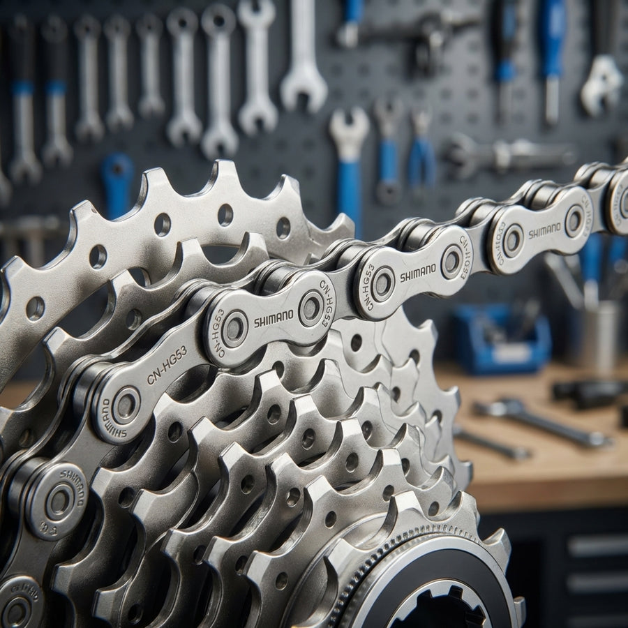 Shimano CN-HG53 9-fach Fahrradkette 114 Glieder fuer Trekking und MTB Antriebe mit Hyperglide Technologie.