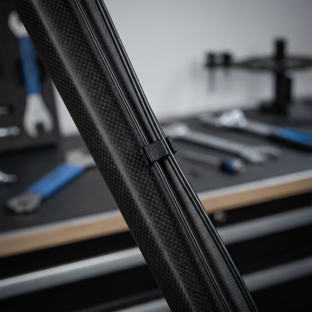 XLC Kabelclip für Di2 BR-X118, 4er Set, sichert Ø2,5mm Kabel und Ø5mm Aussenhülle am Fahrradrahmen. Saubere Kabelführung.