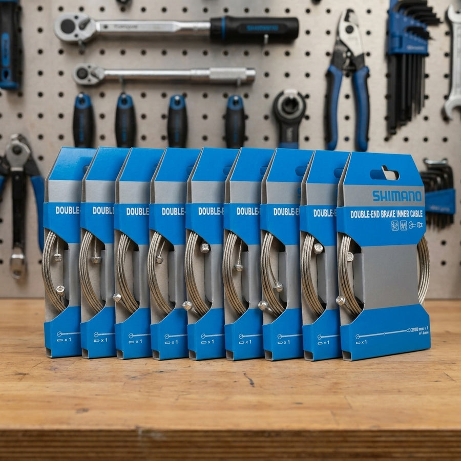 SHIMANO 10x Doppelend Bremszug Set für Rennrad und Mountainbike. Stahl-Bremszüge.