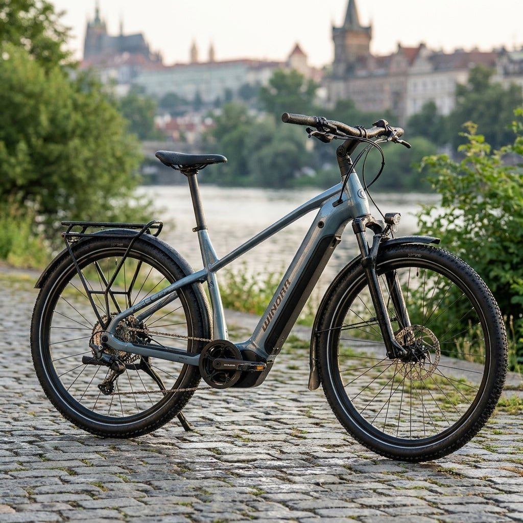 Winora YUCATAN X9 HIGH E-Bike i600Wh, Lush Glacier. Modernes Trekking Elektrofahrrad für Pendler und Freizeit, fihrradteile.com.