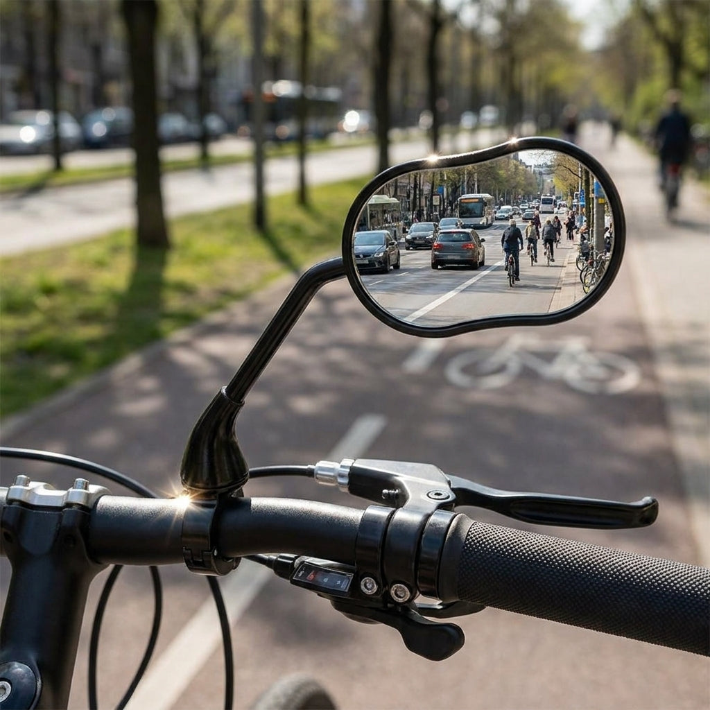 Ergotec M-88LV Fahrradspiegel schwarz, einklappbar, Linksmontage. Optimale Sicherheit und Sicht im Straßenverkehr.