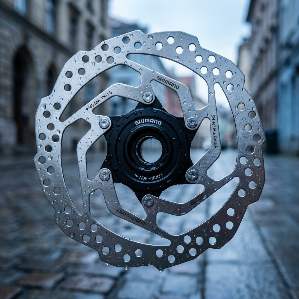 Shimano SM-RT10 160mm Center Lock Bremsscheibe mit Wassertropfen für zuverlässige Bremsleistung
