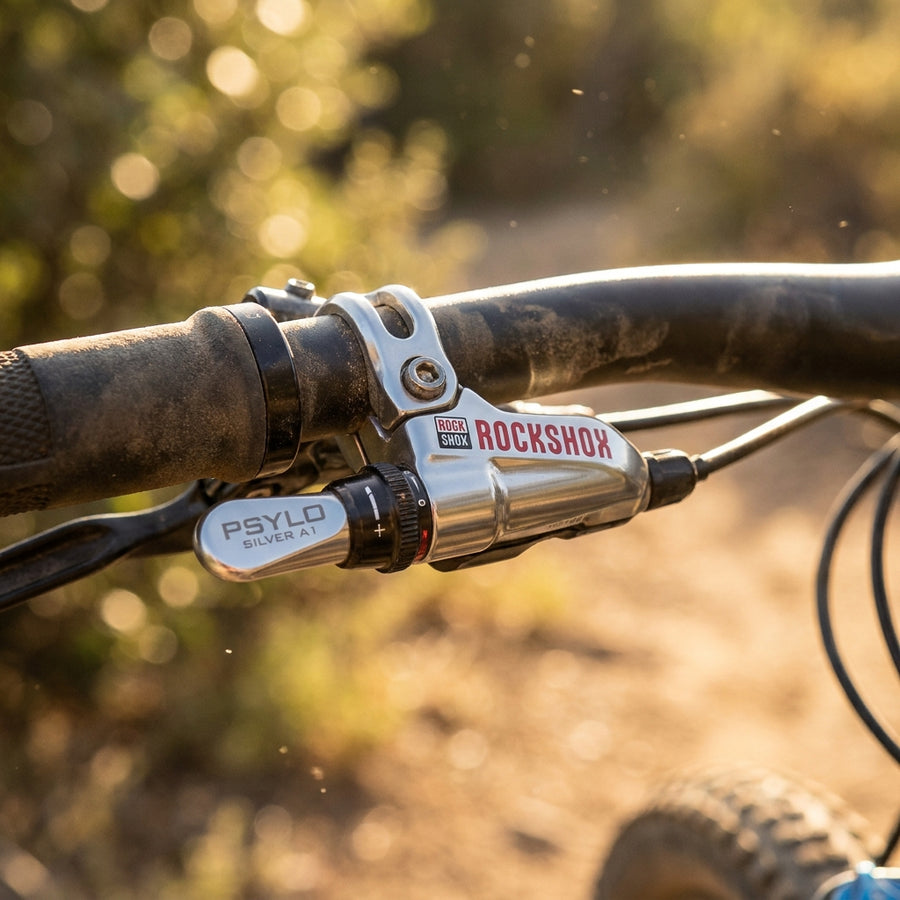 RockShox Remote Motion Control Druckstufen-Dämpfer PSYLO SILVER A1. MTB Federgabel Tuning für präzise Kontrolle und Leistung.