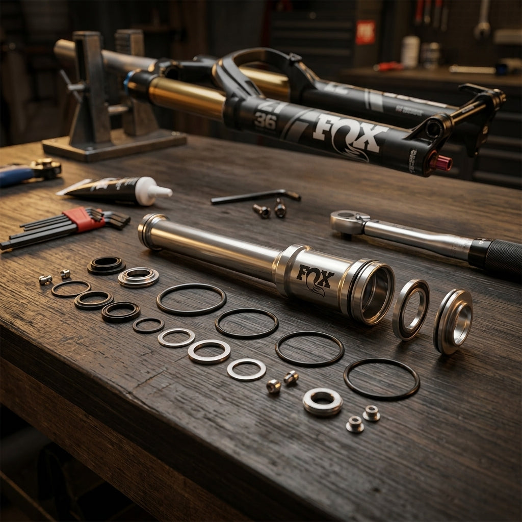 Präzisions-Wartung: FOX Service Set Air Shaft Assy Z1 36 100mm für Federgabel, mit Dichtungen & Werkzeug.